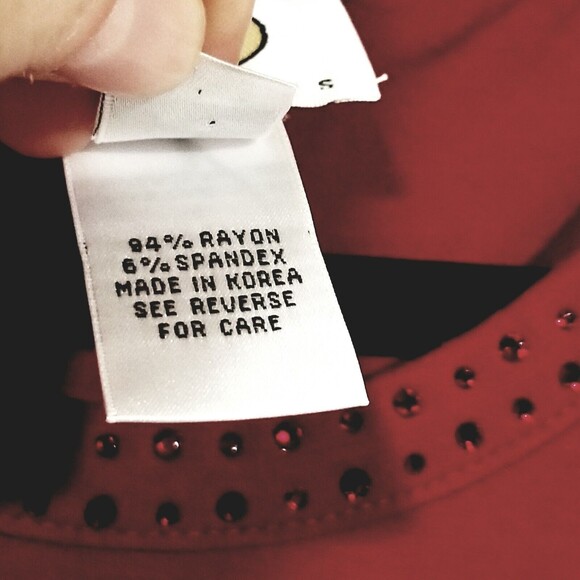 Talbots SIZE Petite Med Red 2 Piece Cardigan Tank Top Rayon Jewel Embelished - Picture 8 of 9